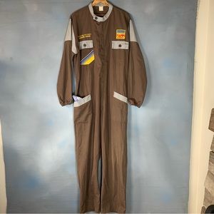 Vintage Brown Full Length Coveralls, Mechanics Jumpsuit, Size 56, Italy, SVL018